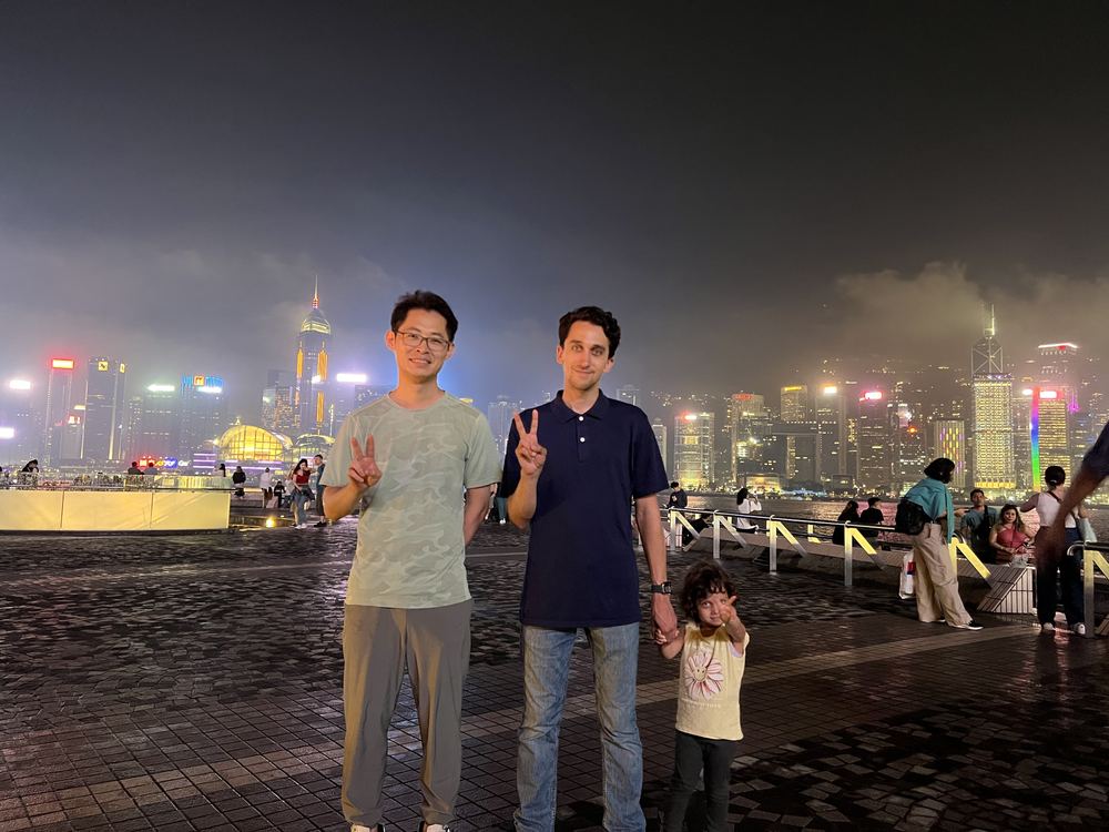 Visiting business partners in Hong Kong.